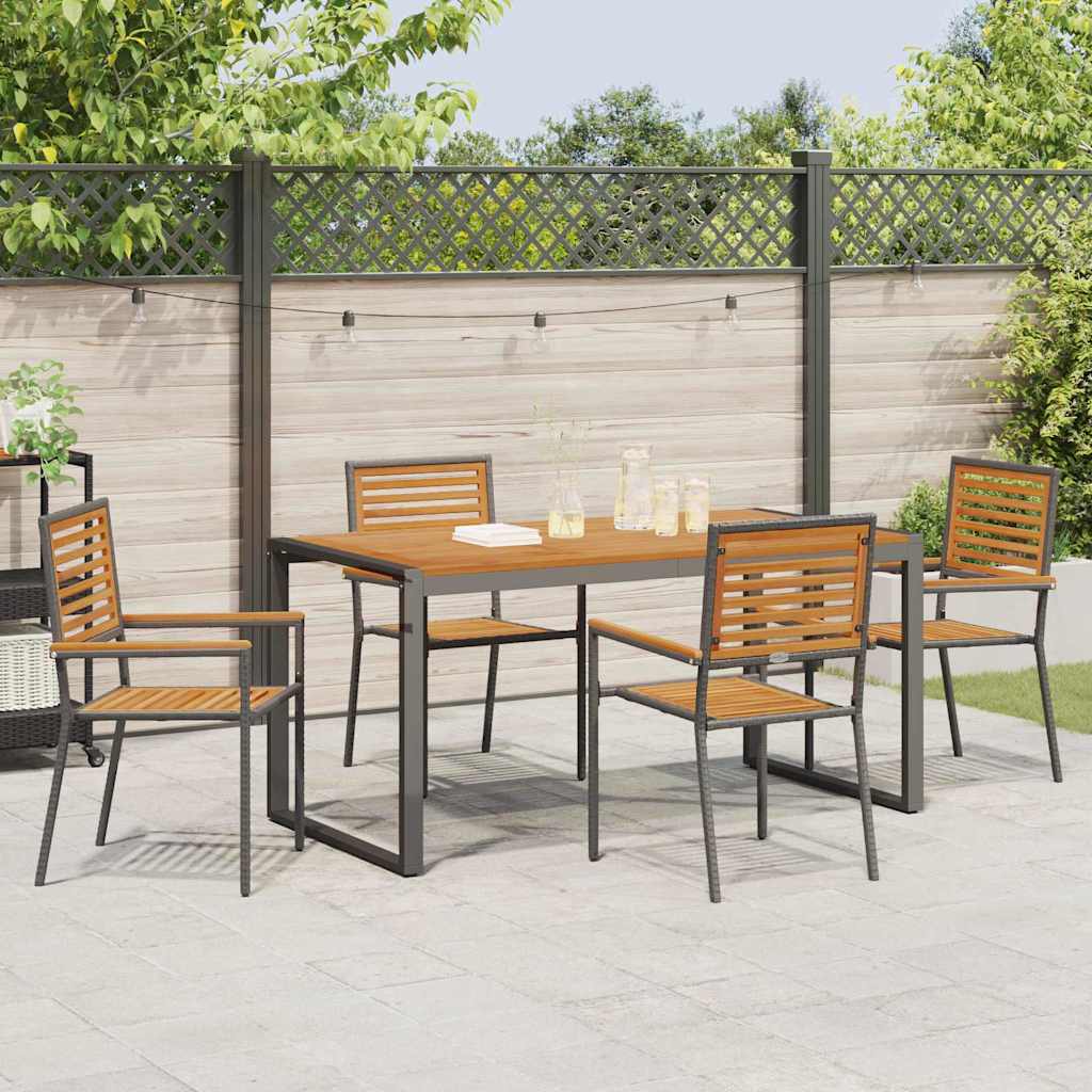 vidaXL Garden Dining Set 5 pcs Black and Brown Poly Rattan