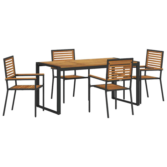 vidaXL Garden Dining Set 5 pcs Black and Brown Poly Rattan