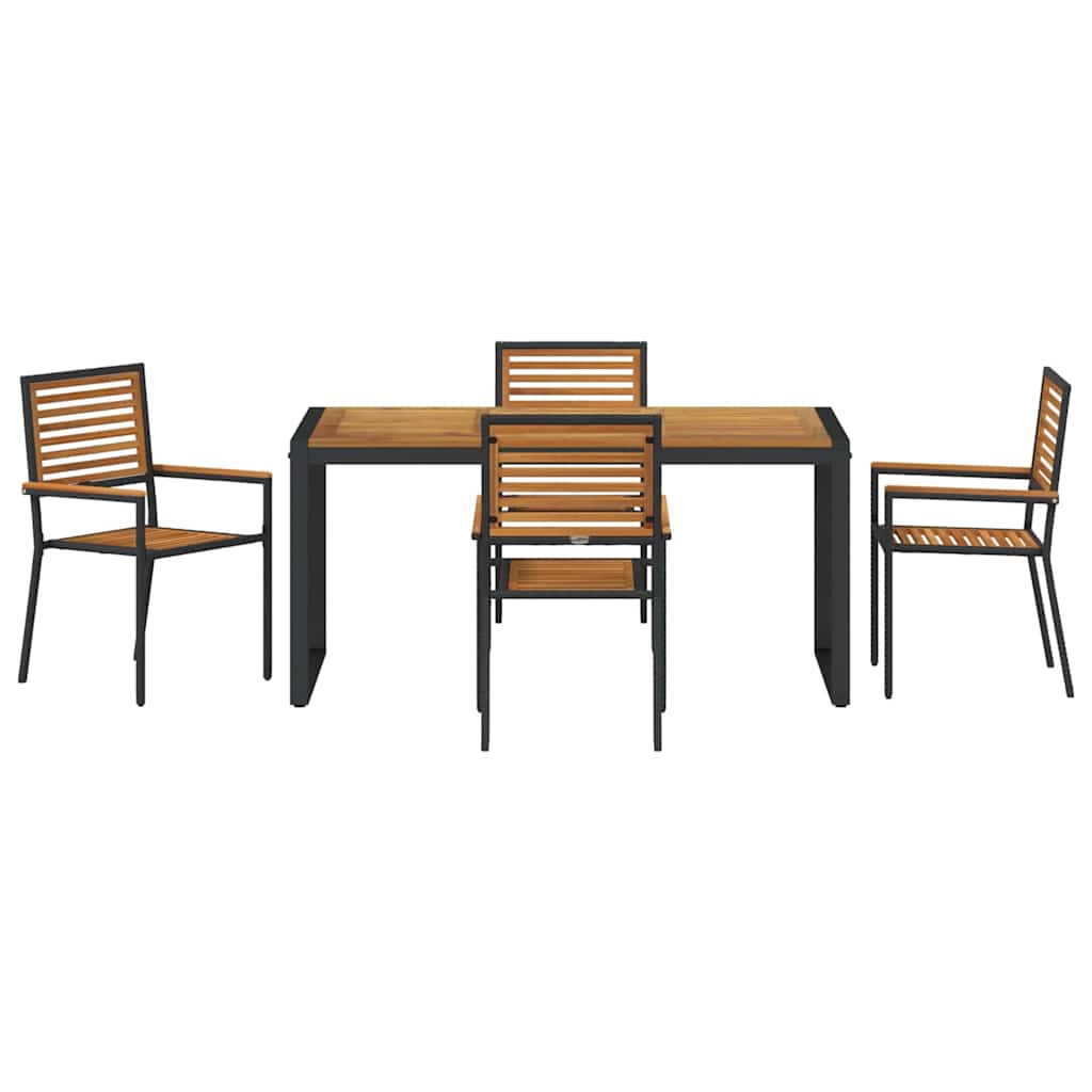vidaXL Garden Dining Set 5 pcs Black and Brown Poly Rattan