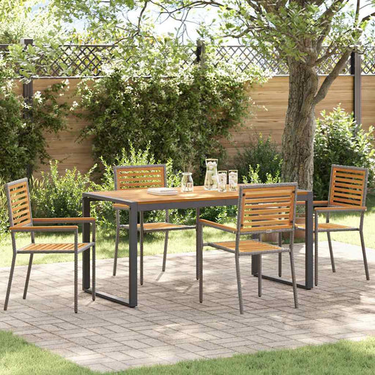 vidaXL Garden Dining Set 5 pcs Grey and Brown Poly Rattan