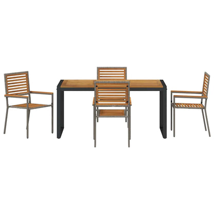 vidaXL Garden Dining Set 5 pcs Grey and Brown Poly Rattan