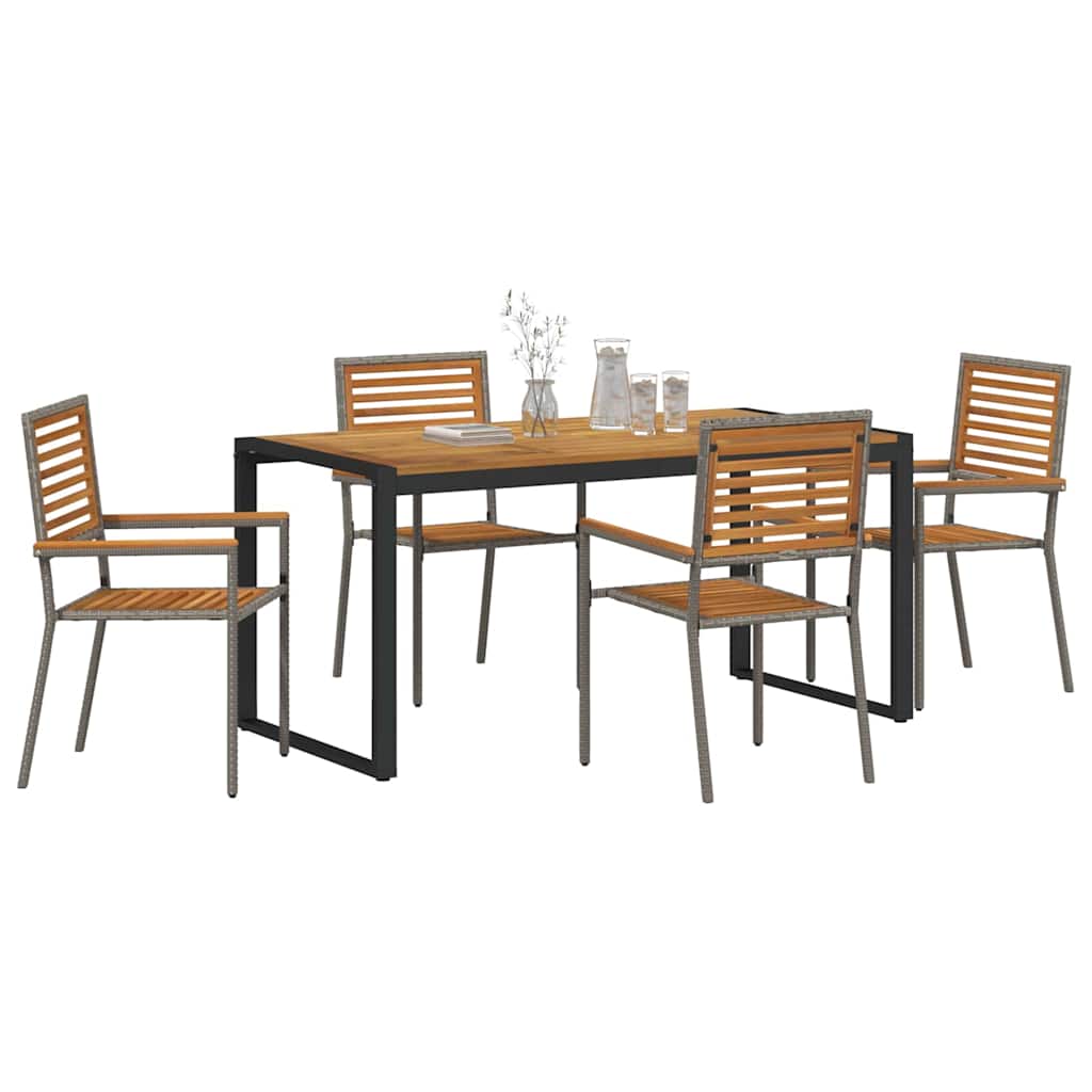 vidaXL Garden Dining Set 5 pcs Grey and Brown Poly Rattan