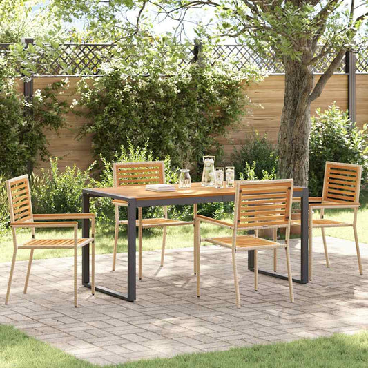 vidaXL Garden Dining Set 5 pcs Beige and Brown Poly Rattan