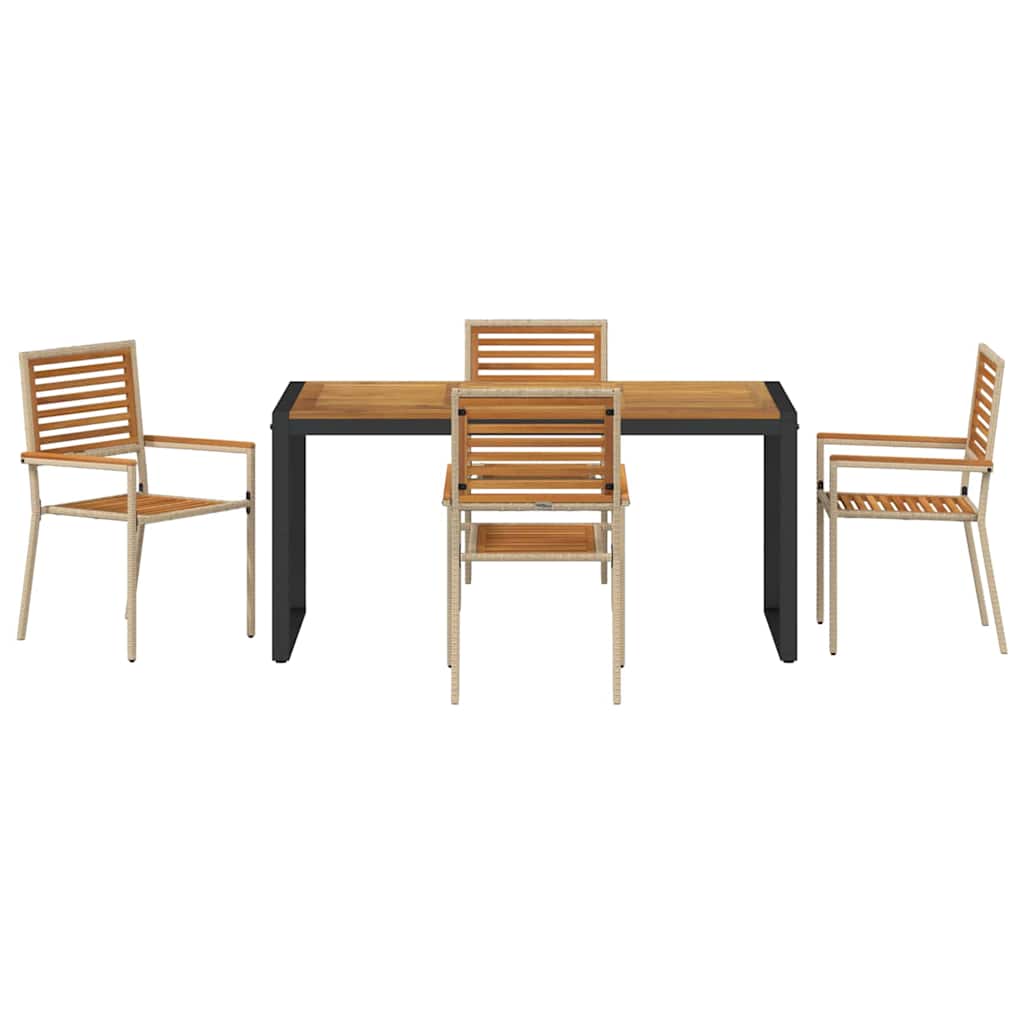 vidaXL Garden Dining Set 5 pcs Beige and Brown Poly Rattan