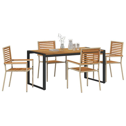 vidaXL Garden Dining Set 5 pcs Beige and Brown Poly Rattan