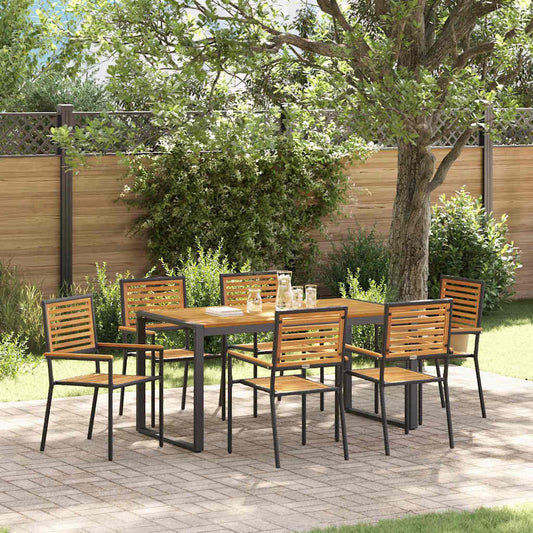 vidaXL Garden Dining Set 7 pcs Black and Brown Poly Rattan
