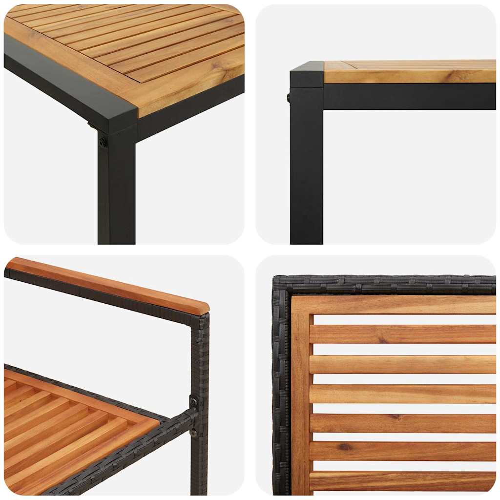 vidaXL Garden Dining Set 7 pcs Black and Brown Poly Rattan