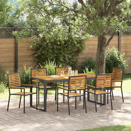 vidaXL Garden Dining Set 7 pcs Black and Brown Poly Rattan