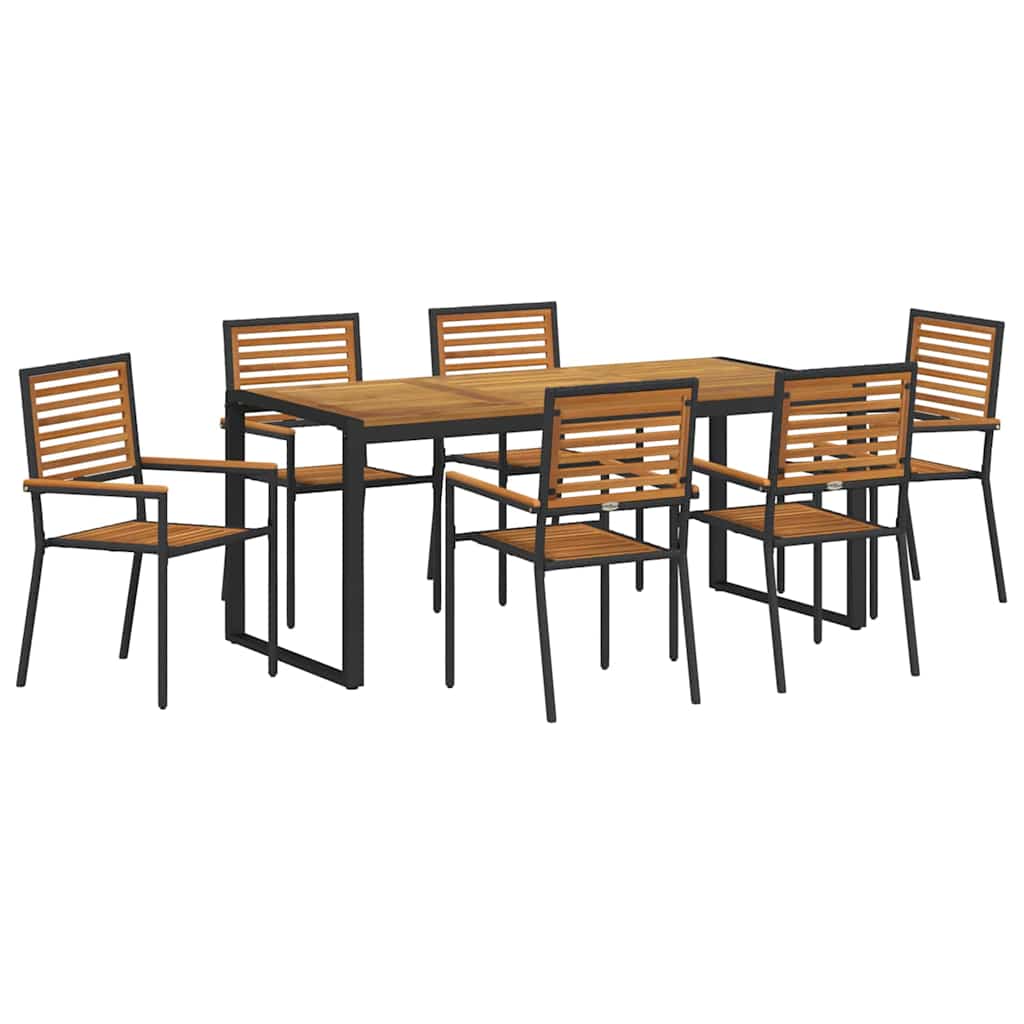 vidaXL Garden Dining Set 7 pcs Black and Brown Poly Rattan