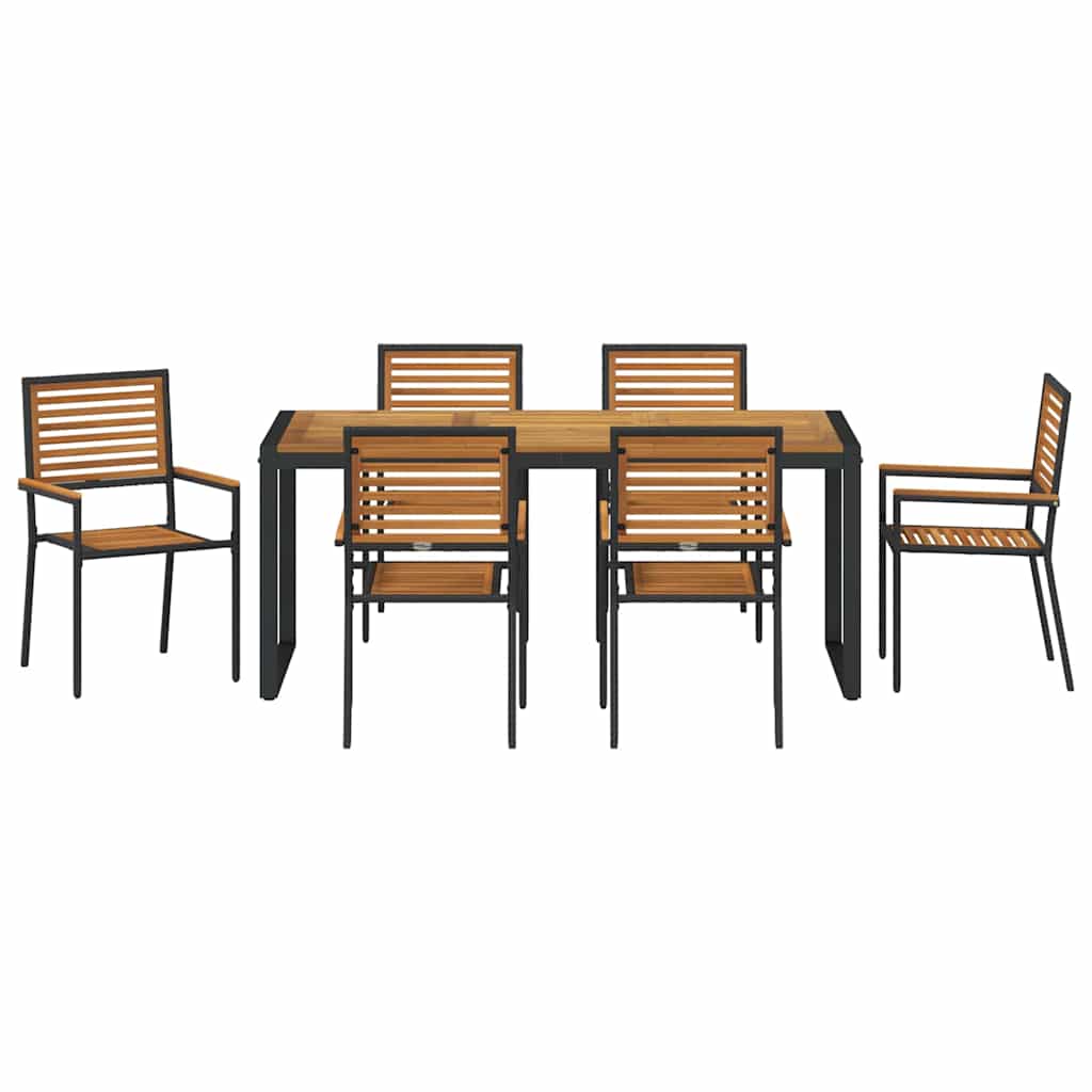 vidaXL Garden Dining Set 7 pcs Black and Brown Poly Rattan