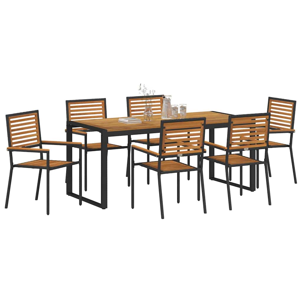 vidaXL Garden Dining Set 7 pcs Black and Brown Poly Rattan