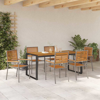 vidaXL Garden Dining Set 7 pcs Grey and Brown Poly Rattan