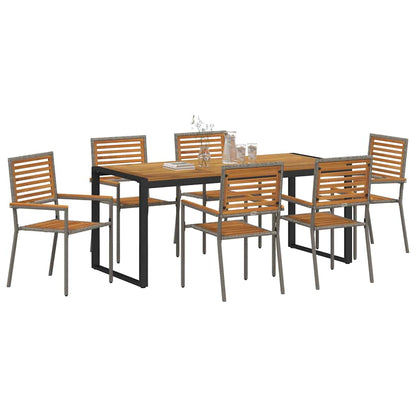 vidaXL Garden Dining Set 7 pcs Grey and Brown Poly Rattan
