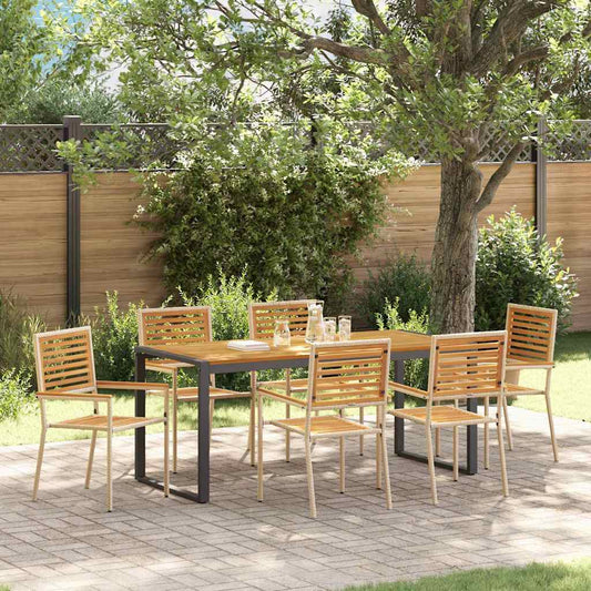 vidaXL Garden Dining Set 7 pcs Beige and Brown Poly Rattan