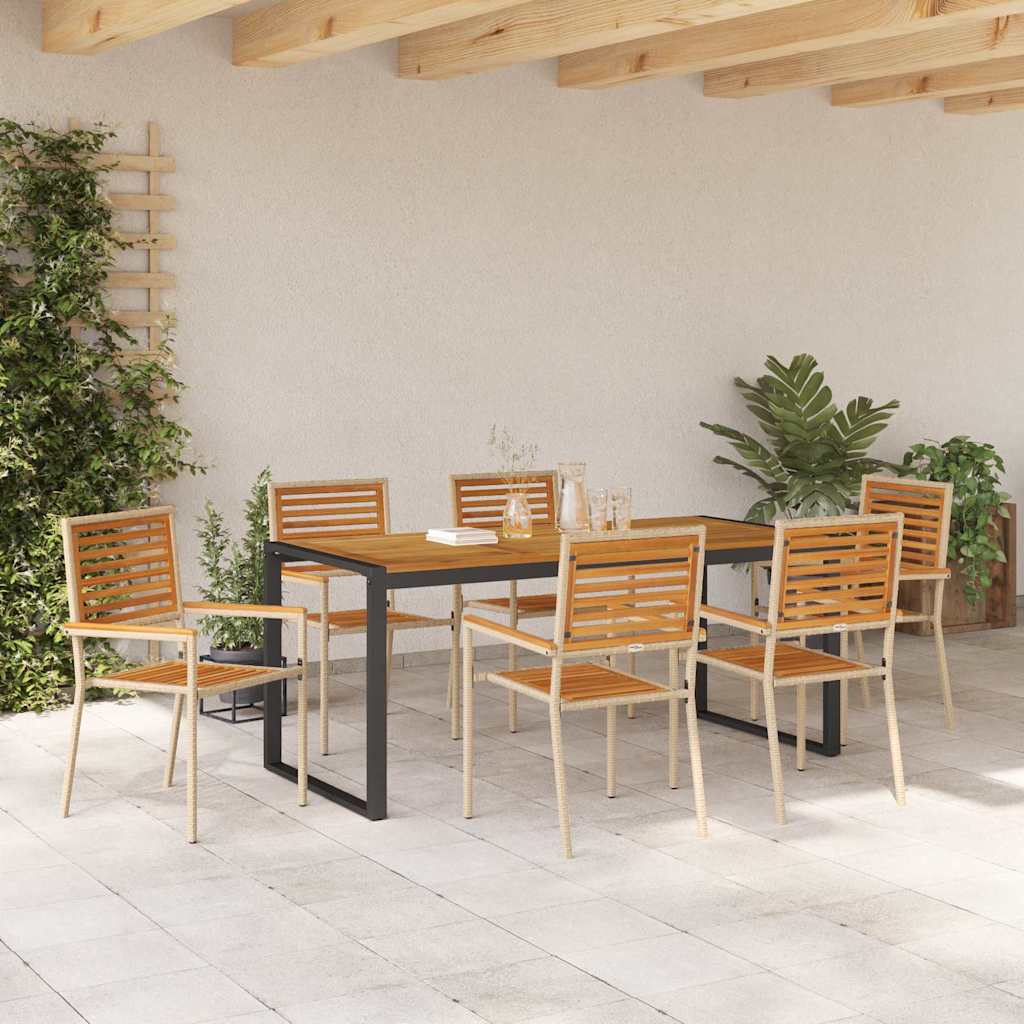 vidaXL Garden Dining Set 7 pcs Beige and Brown Poly Rattan
