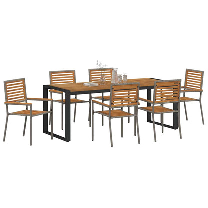 vidaXL Garden Dining Set 7 pcs Grey and Brown Poly Rattan