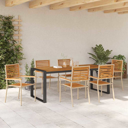 vidaXL Garden Dining Set 7 pcs Beige and Brown Poly Rattan