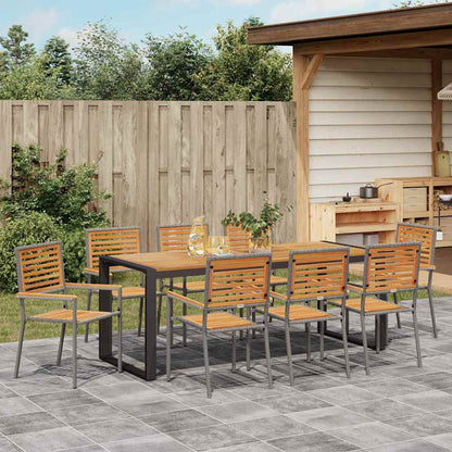 vidaXL Garden Dining Set 9 pcs Grey and Brown Poly Rattan