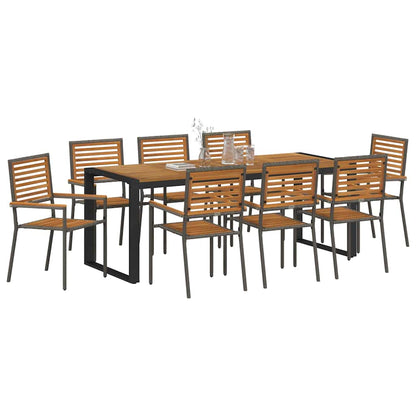 vidaXL Garden Dining Set 9 pcs Grey and Brown Poly Rattan