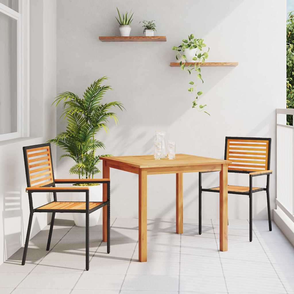 vidaXL Garden Dining Set 3 pcs Black Solid Acacia Wood