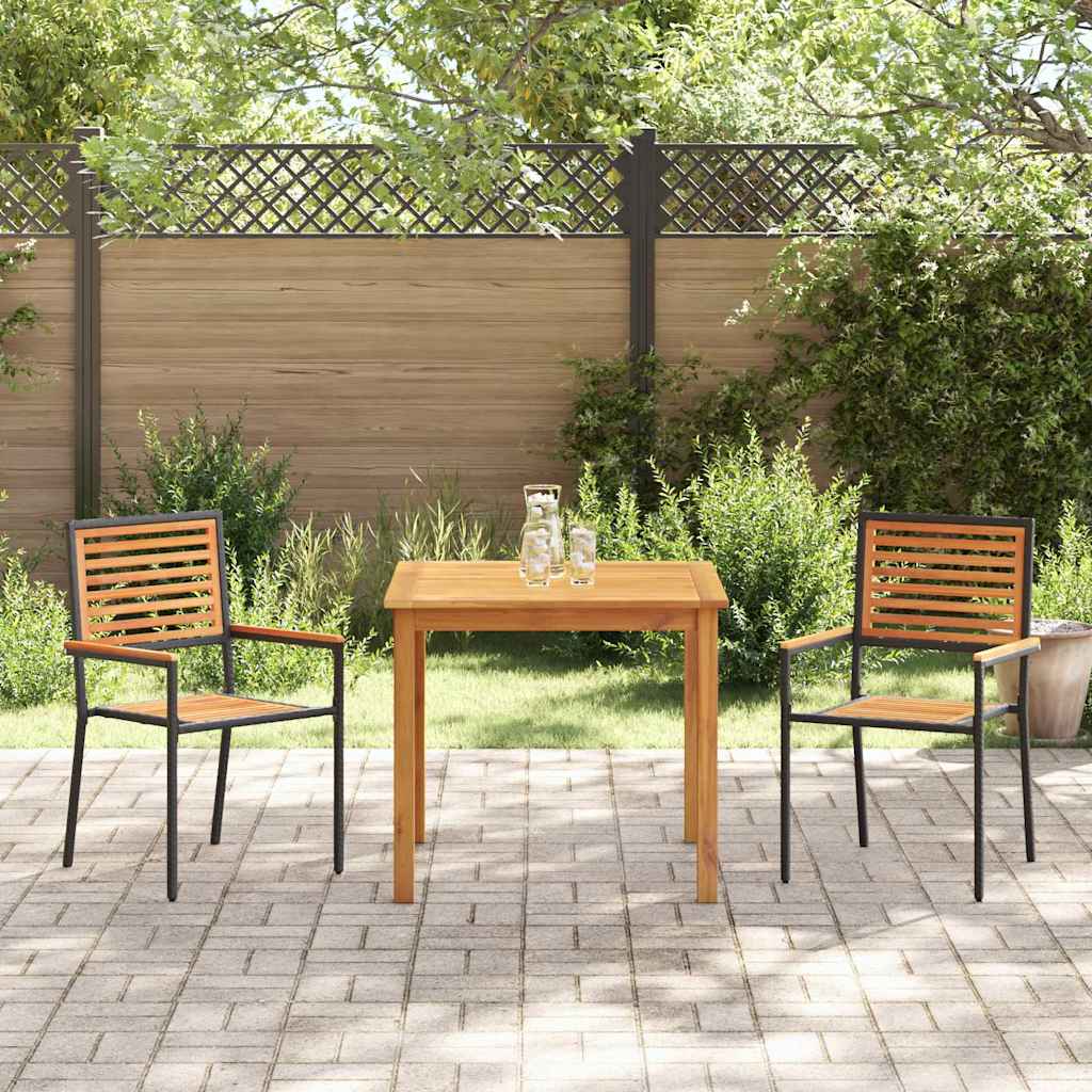 vidaXL Garden Dining Set 3 pcs Black Solid Acacia Wood