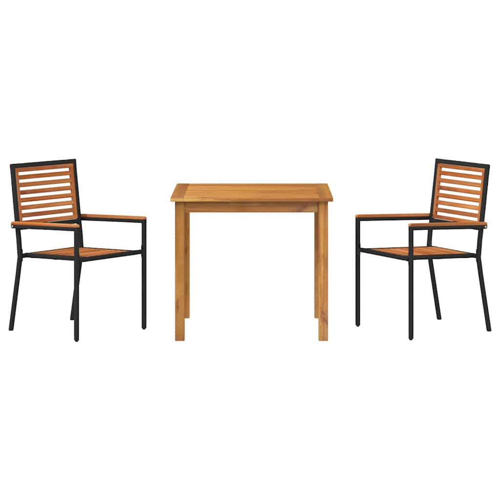 vidaXL Garden Dining Set 3 pcs Black Solid Acacia Wood