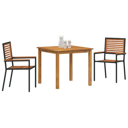 vidaXL Garden Dining Set 3 pcs Black Solid Acacia Wood