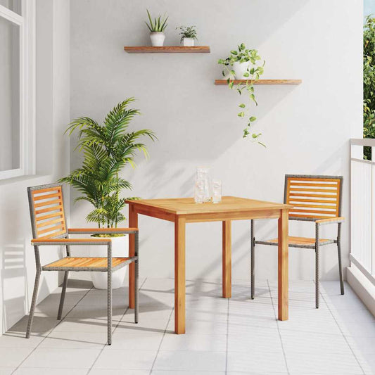 vidaXL Garden Dining Set 3 pcs Grey Solid Acacia Wood