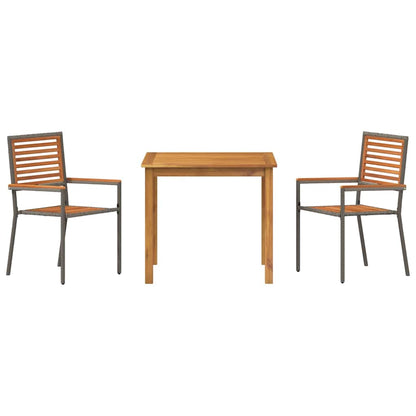 vidaXL Garden Dining Set 3 pcs Grey Solid Acacia Wood