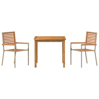 vidaXL Garden Dining Set 3 pcs Beige Solid Acacia Wood