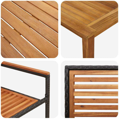 vidaXL Garden Dining Set 5 pcs Black Solid Acacia Wood