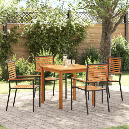 vidaXL Garden Dining Set 5 pcs Black Solid Acacia Wood