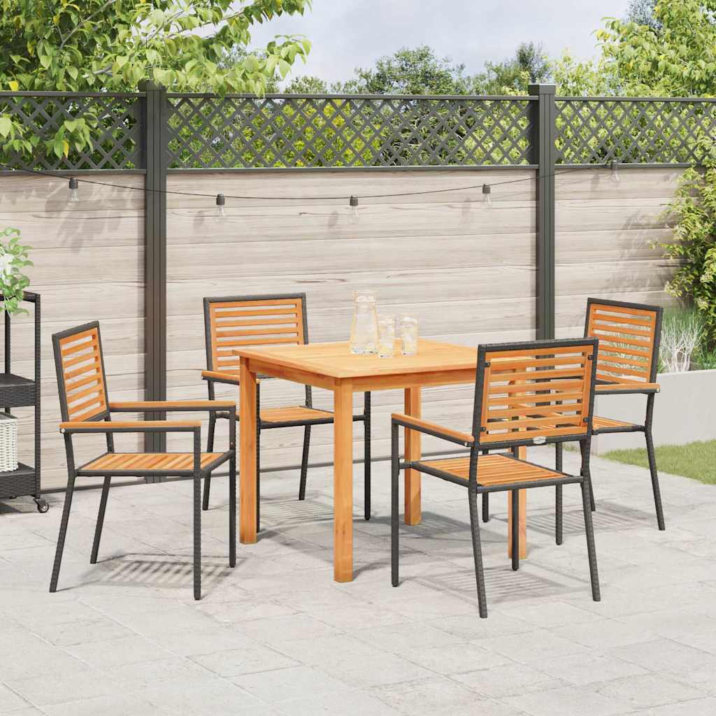 vidaXL Garden Dining Set 5 pcs Black Solid Acacia Wood