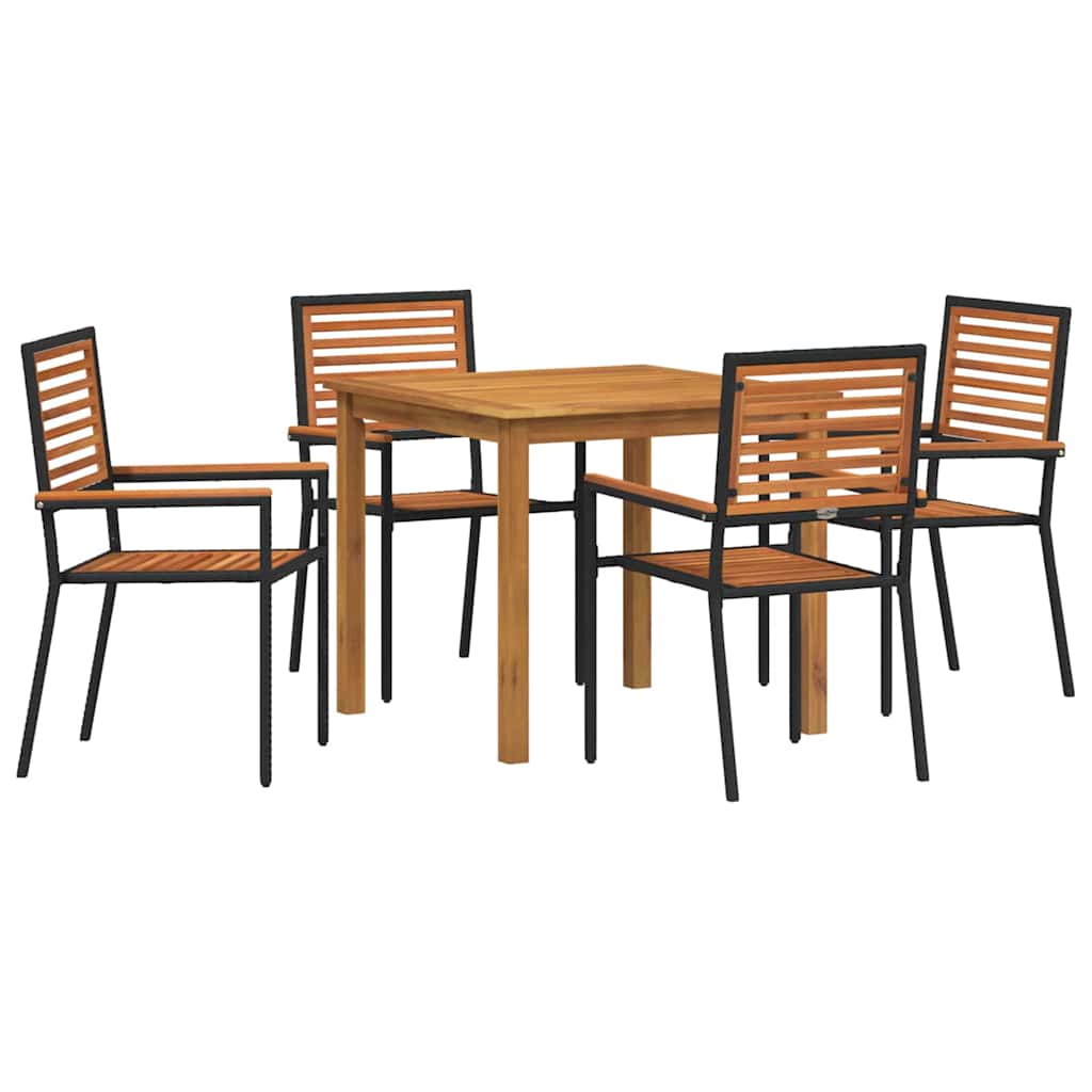vidaXL Garden Dining Set 5 pcs Black Solid Acacia Wood