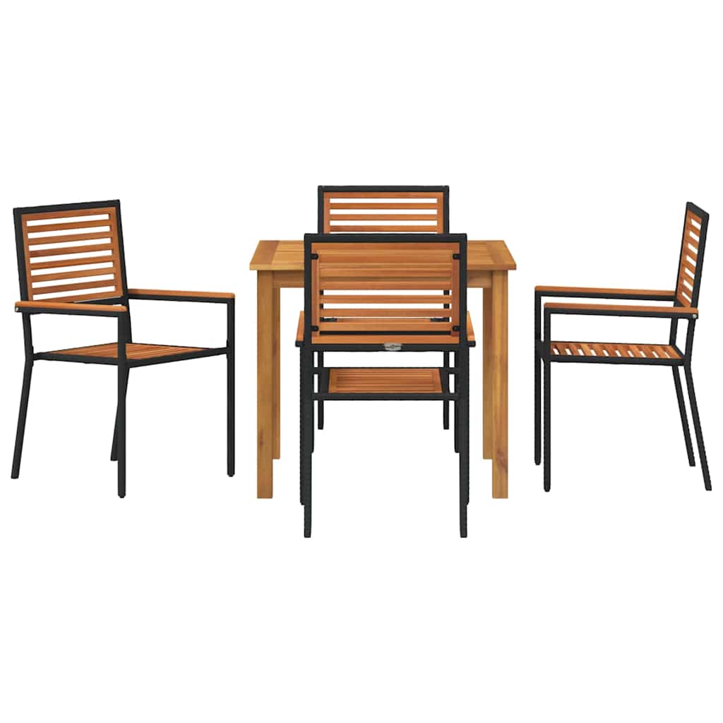 vidaXL Garden Dining Set 5 pcs Black Solid Acacia Wood