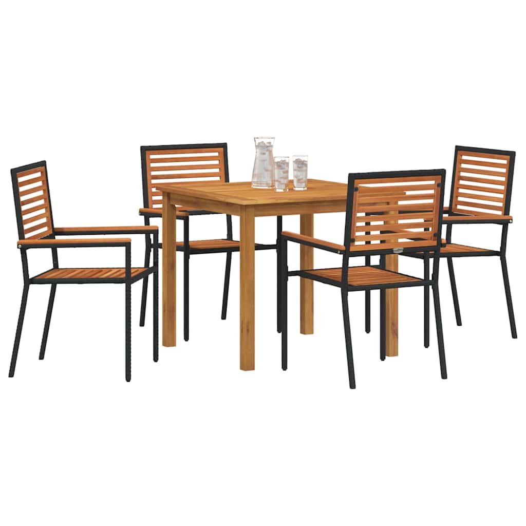 vidaXL Garden Dining Set 5 pcs Black Solid Acacia Wood