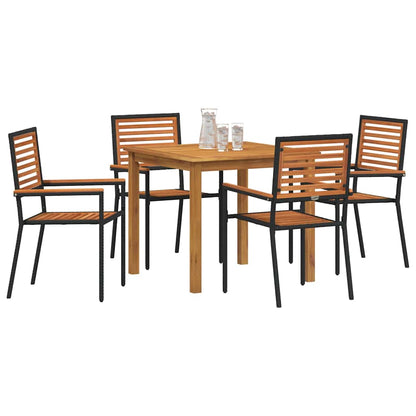 vidaXL Garden Dining Set 5 pcs Black Solid Acacia Wood