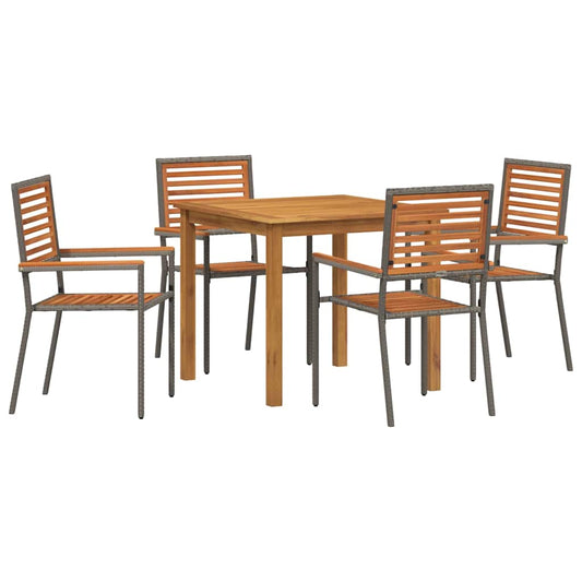 vidaXL Garden Dining Set 5 pcs Grey Solid Acacia Wood