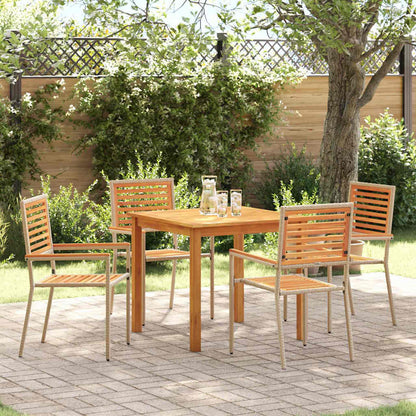 vidaXL Garden Dining Set 5 pcs Beige Solid Acacia Wood