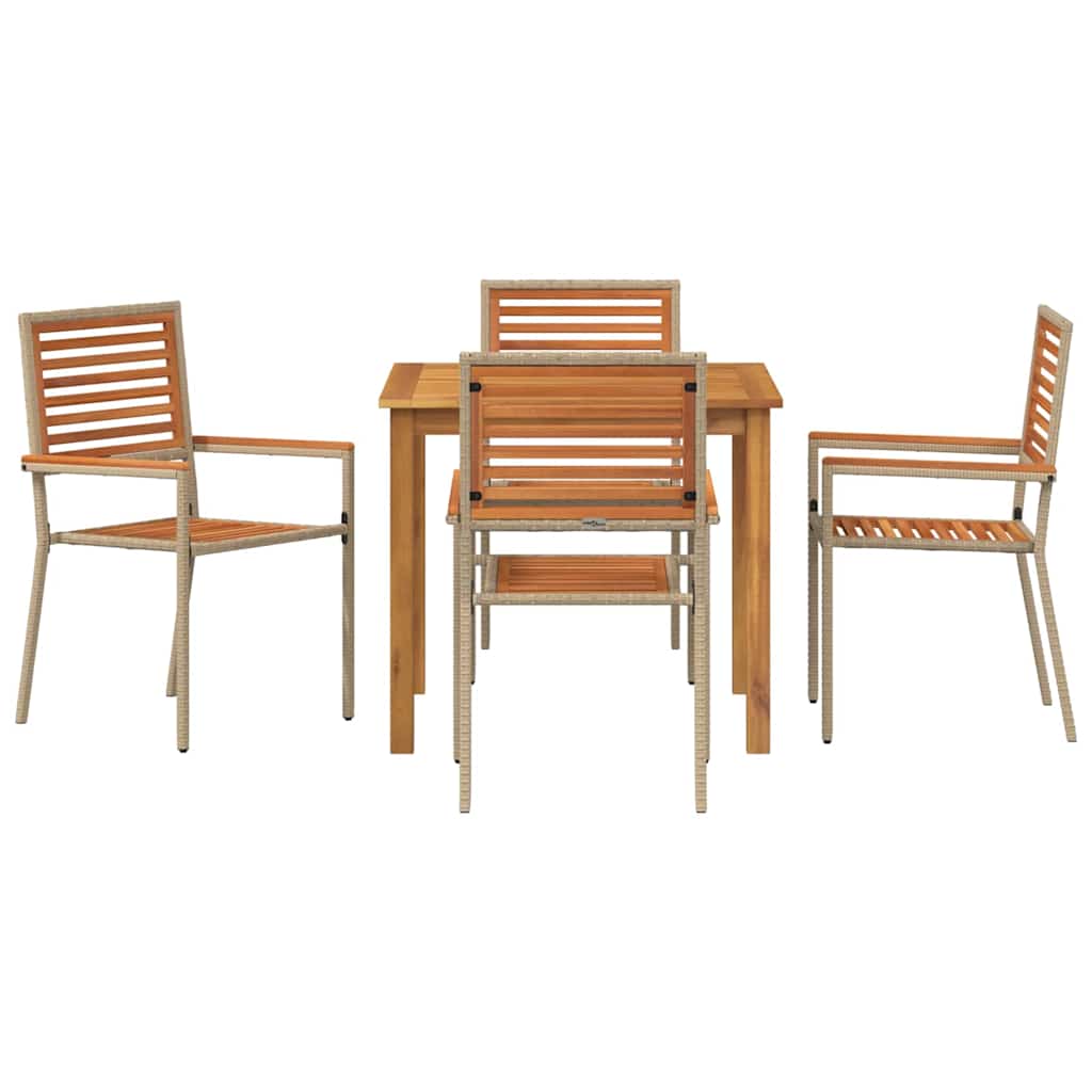 vidaXL Garden Dining Set 5 pcs Beige Solid Acacia Wood
