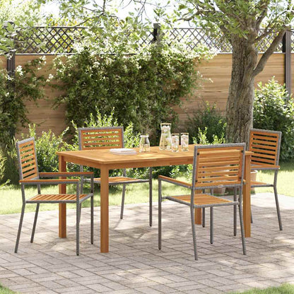 vidaXL Garden Dining Set 5 pcs Grey Solid Acacia Wood