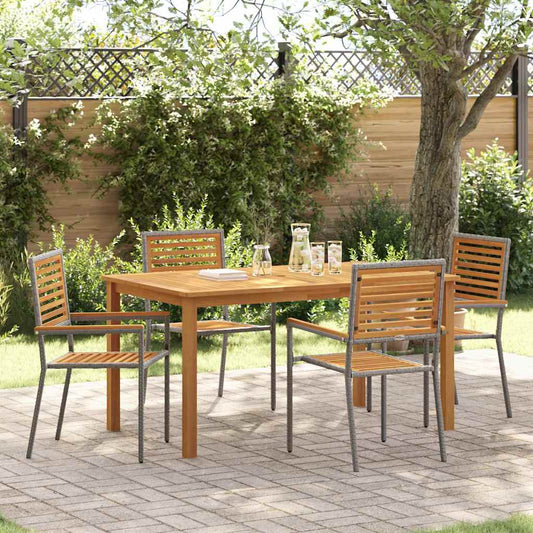 vidaXL Garden Dining Set 5 pcs Grey Solid Acacia Wood
