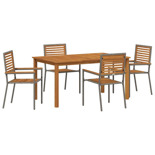 vidaXL Garden Dining Set 5 pcs Grey Solid Acacia Wood
