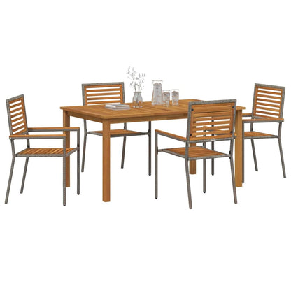 vidaXL Garden Dining Set 5 pcs Grey Solid Acacia Wood