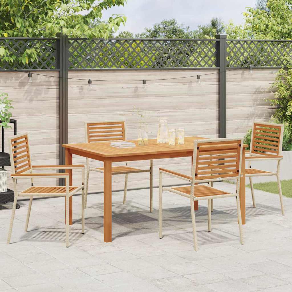vidaXL Garden Dining Set 5 pcs Beige Solid Acacia Wood
