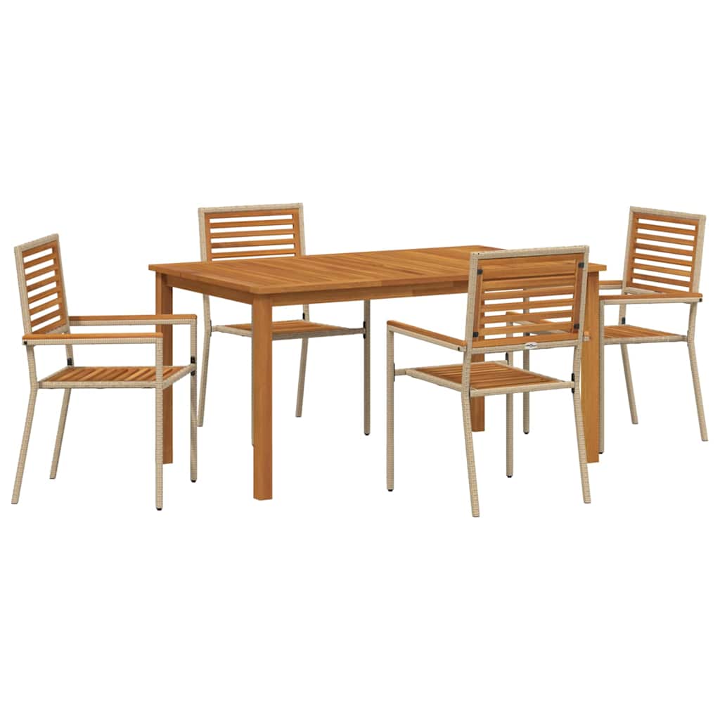 vidaXL Garden Dining Set 5 pcs Beige Solid Acacia Wood