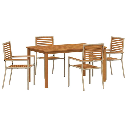 vidaXL Garden Dining Set 5 pcs Beige Solid Acacia Wood