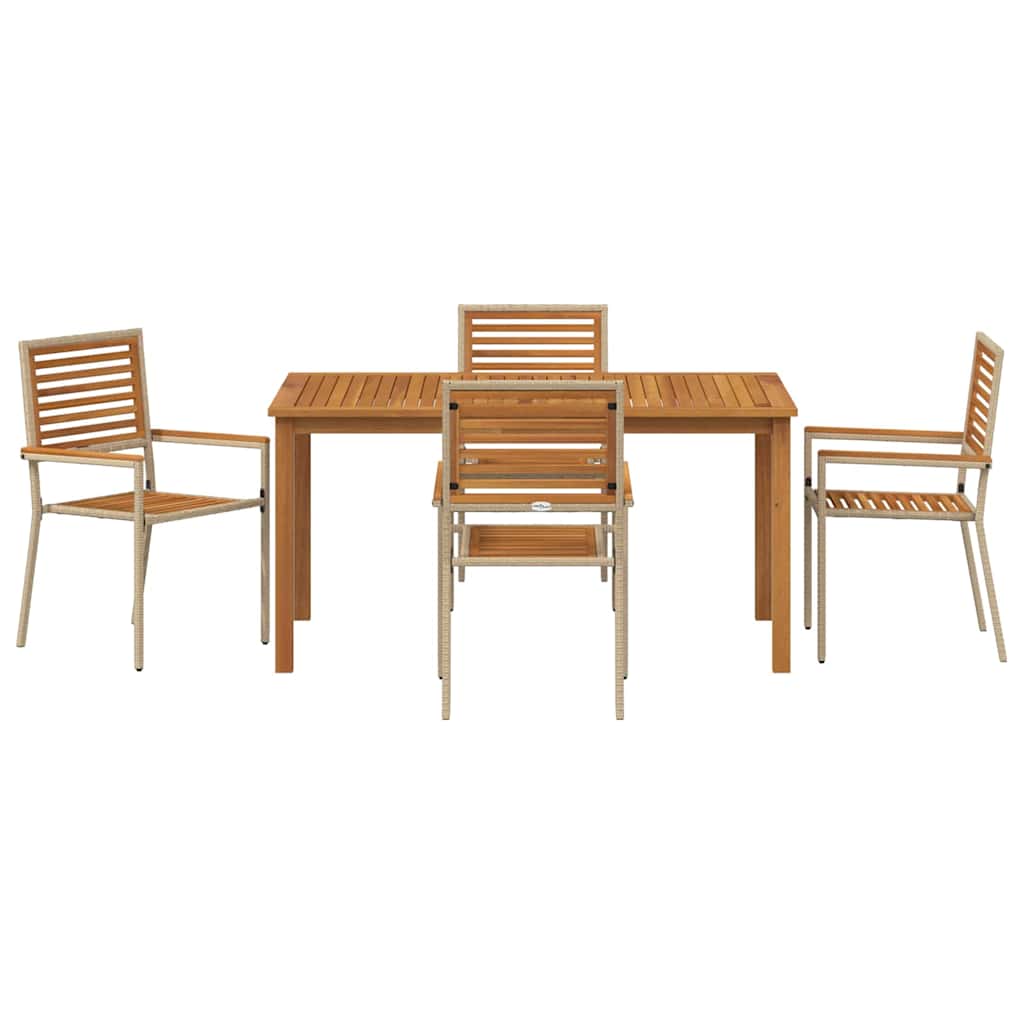 vidaXL Garden Dining Set 5 pcs Beige Solid Acacia Wood