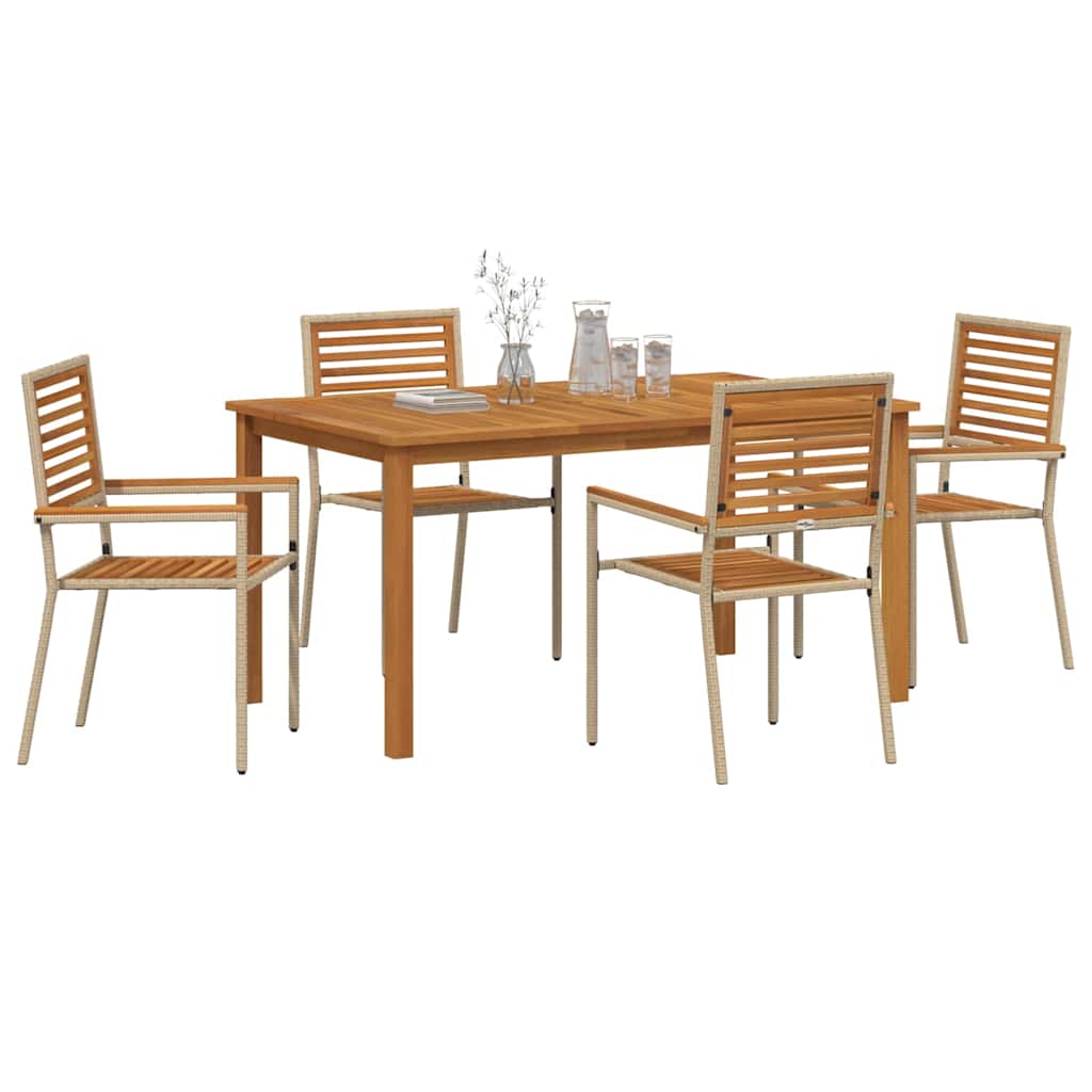 vidaXL Garden Dining Set 5 pcs Beige Solid Acacia Wood