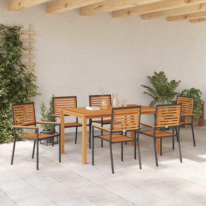 vidaXL Garden Dining Set 7 pcs Black Solid Acacia Wood
